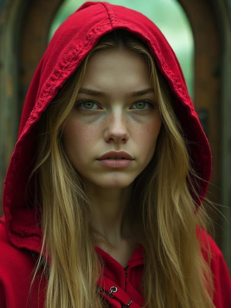 Woman Peeks Through Doorway to Vibrant Future