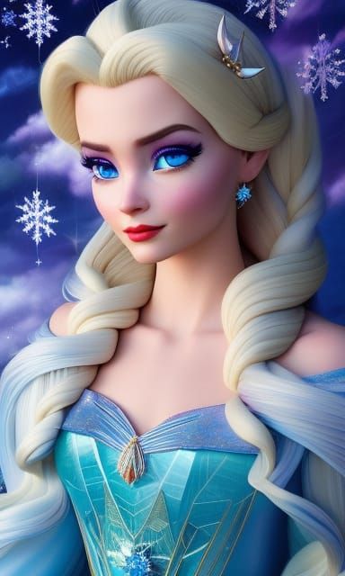 Beautiful Elsa from Frozen in 3D Digital Art