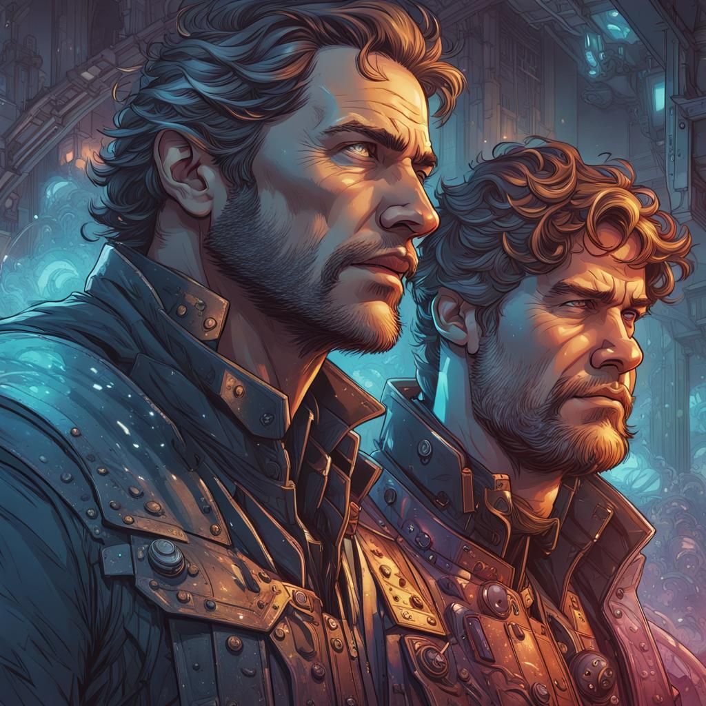 Brothers: Hyperdetailed Comic Book Art Portrait