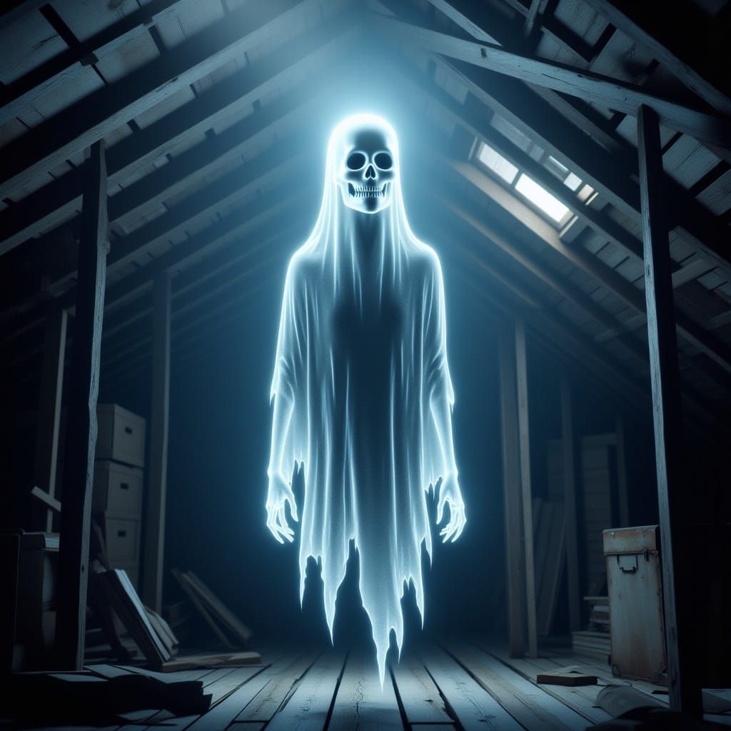 Ethereal Skeleton Ghost in Graveyard