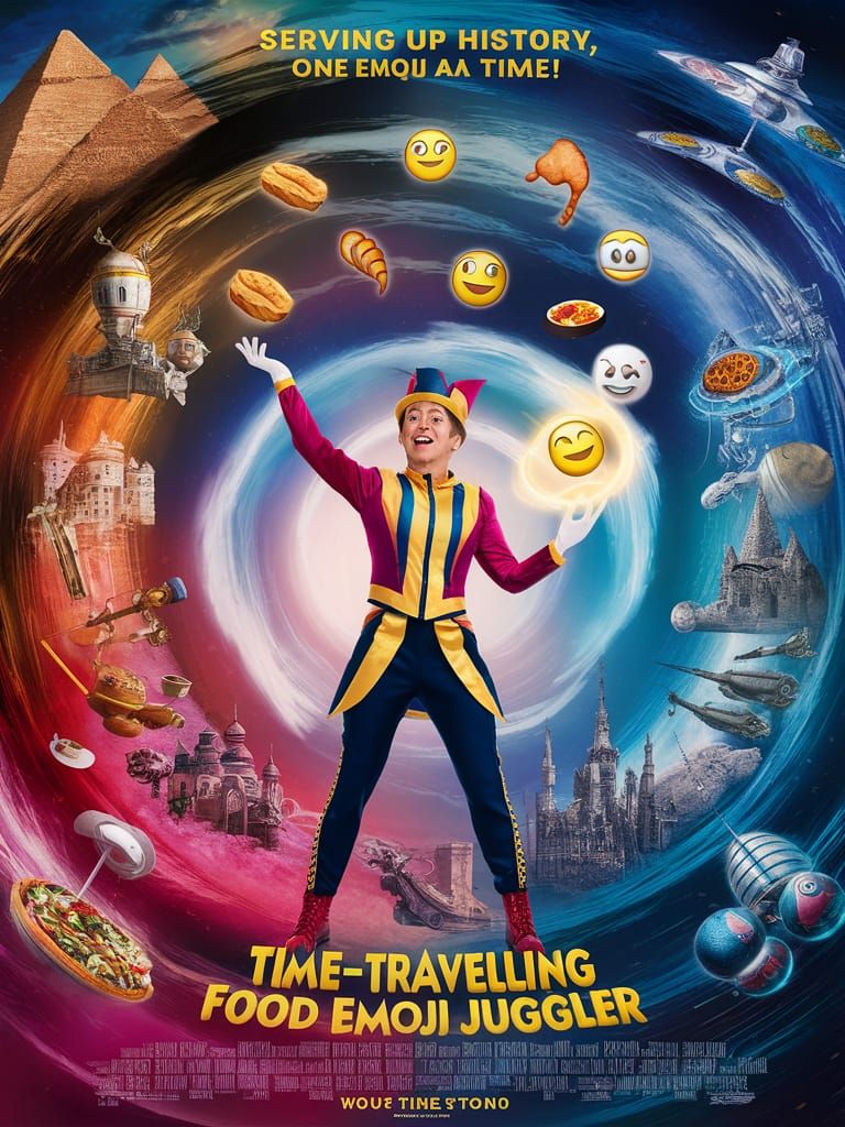 movie poster take 2 - "Time-Traveling Food Emoji Juggler"