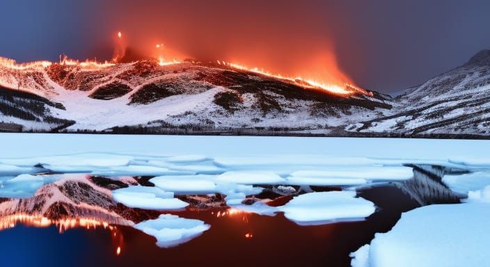 Fiery Peaks Reflected in Glacial Lake
