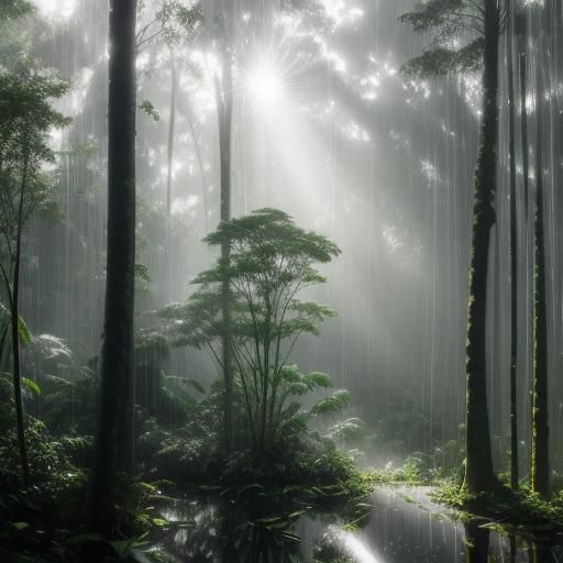 Metallic Rainforest: Reflective Trees in Natural Light