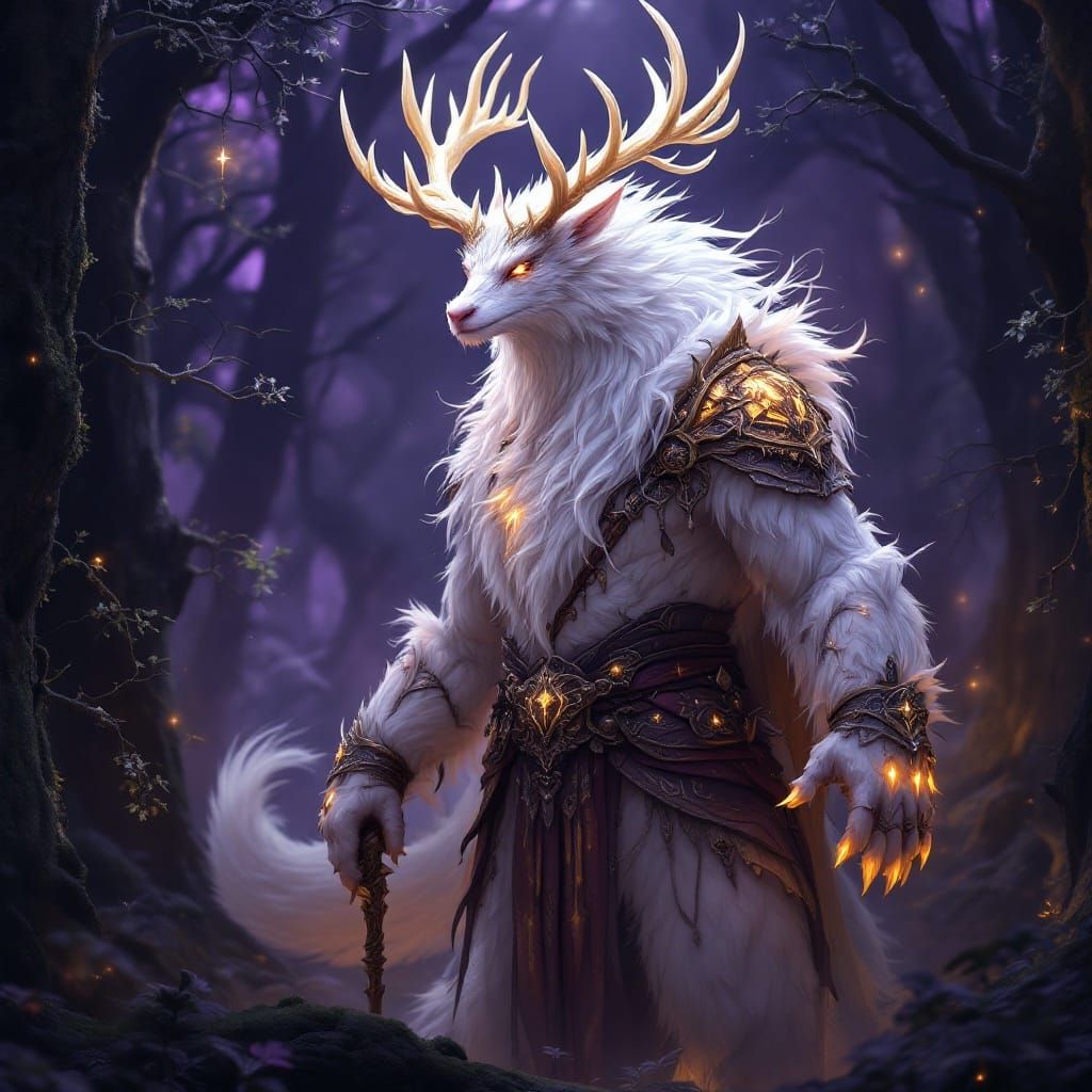 Mystical Deer Dragon Hybrid in Elven Woods
