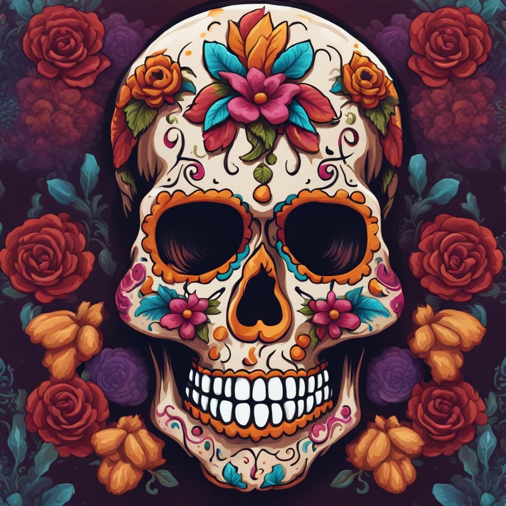 Day of the Dead Skull T-Shirt Design