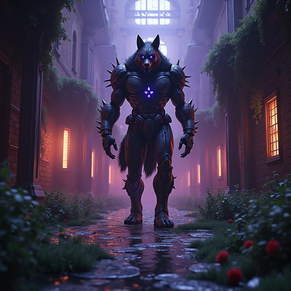 Cyborg Werewolf in Sci-Fi Ruins: Unreal Engine 5
