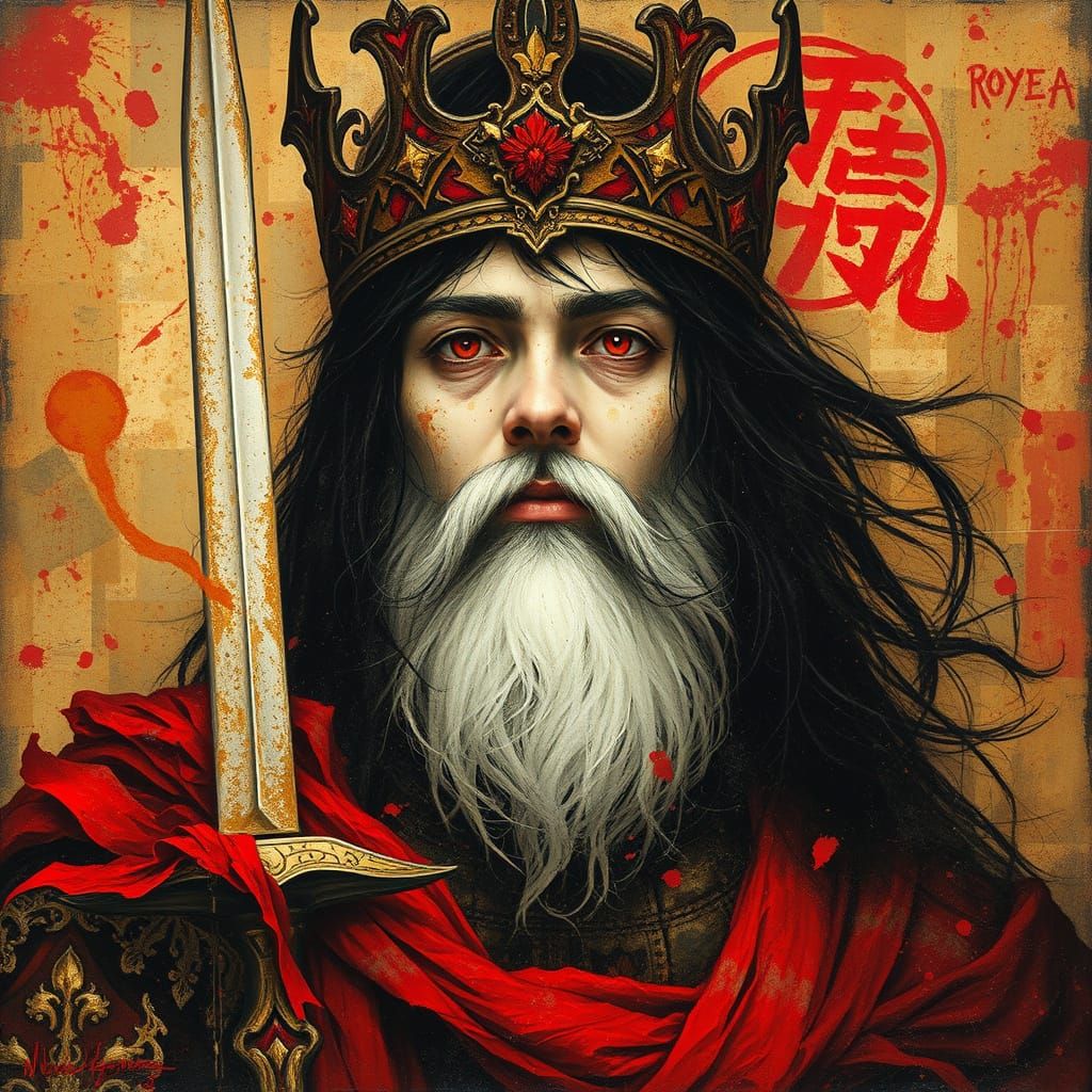 Ethereal Warrior King in Red Hues