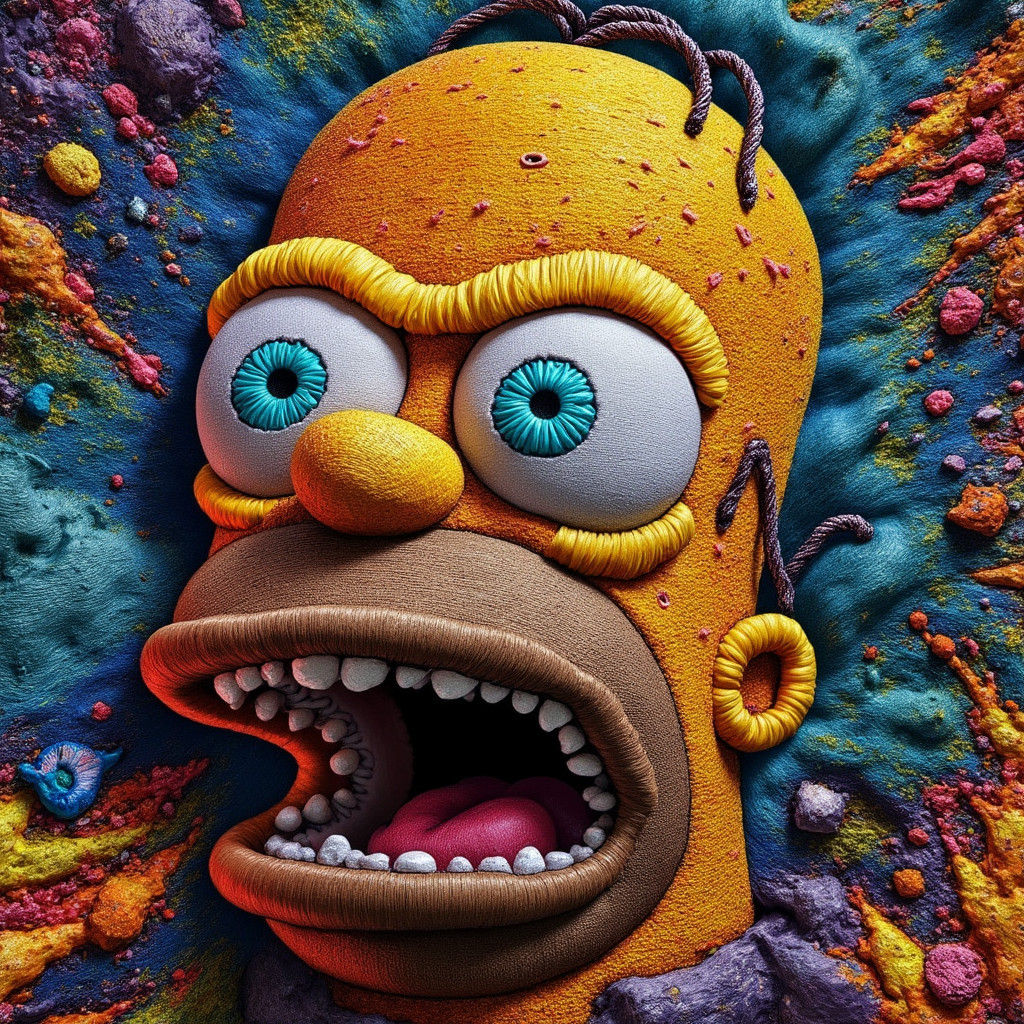 Hyperrealistic Embroidered Homer Simpson Patch in 8K UHD