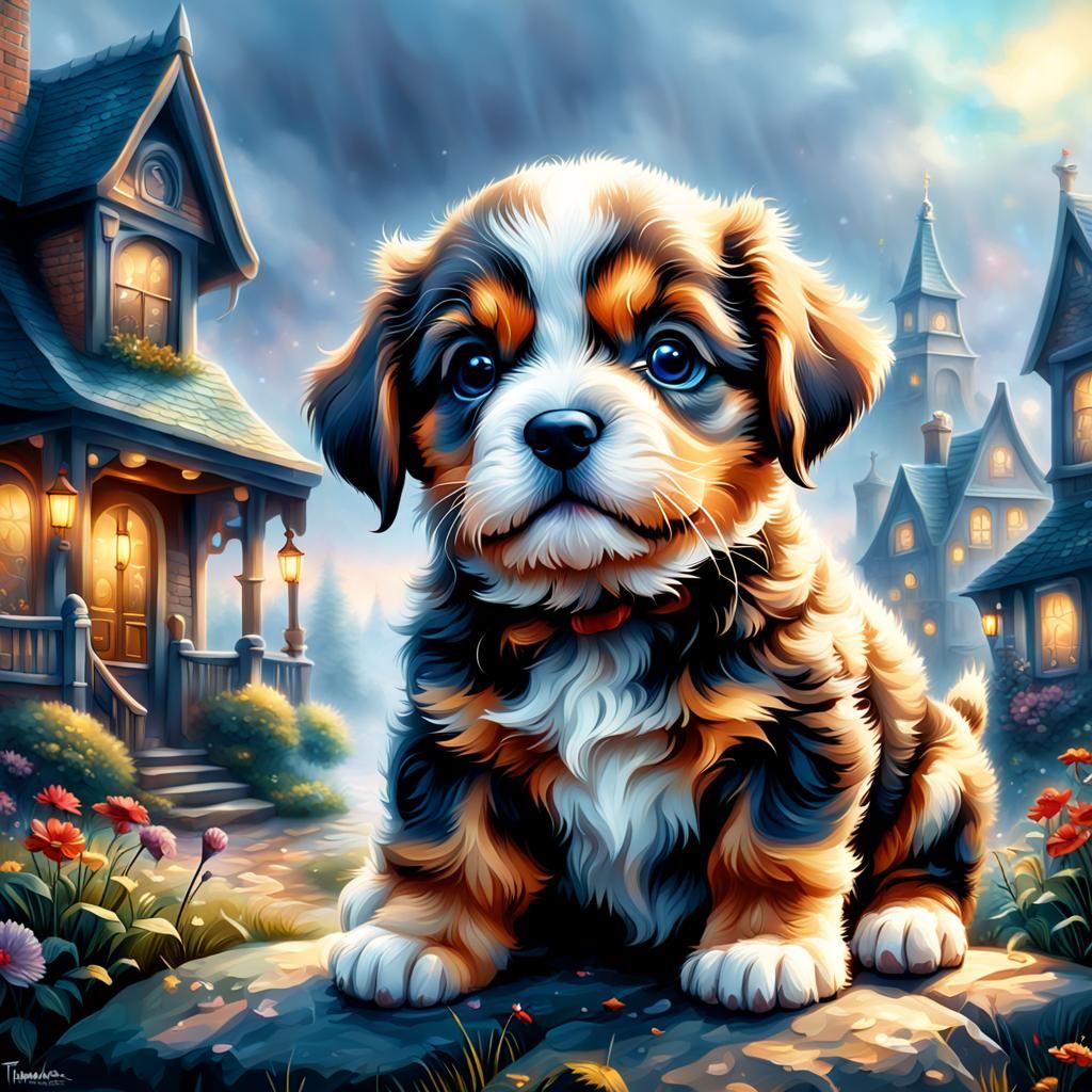 Hyperrealistic Puppy Portrait with Intricate Details