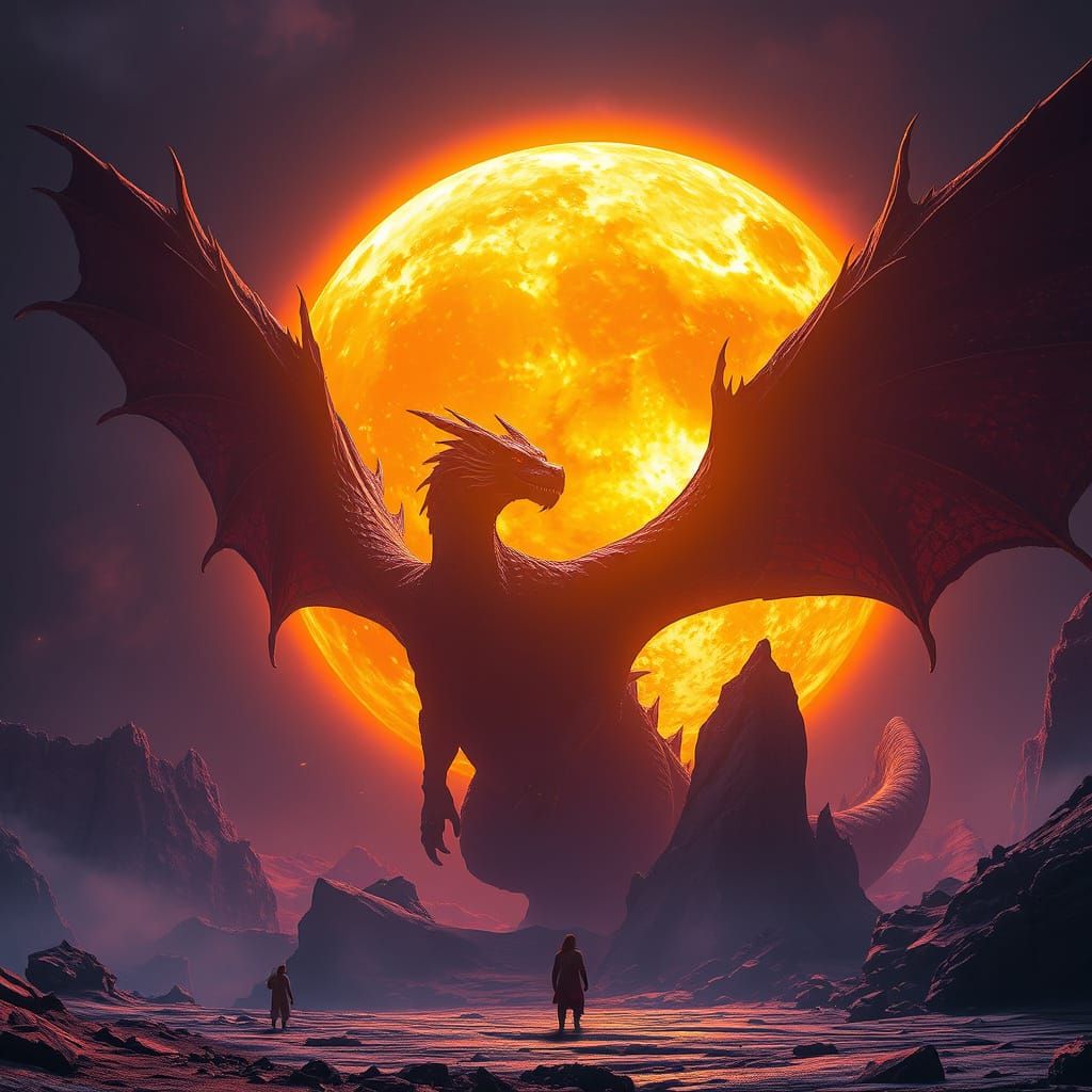 Colossal Black Dragon Dominates the Sun