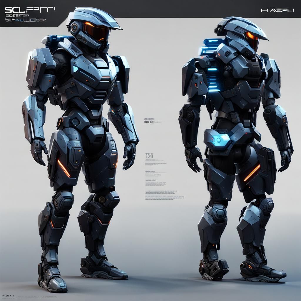 Futuristic Sci-Fi Supersoldier in Nanotech Armor