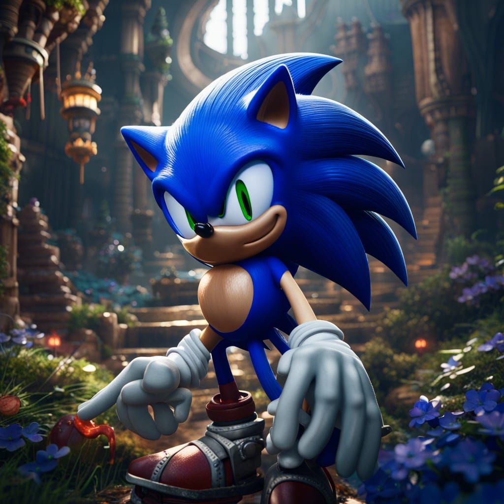 Detailed Sonic Concept Art in Deep Color