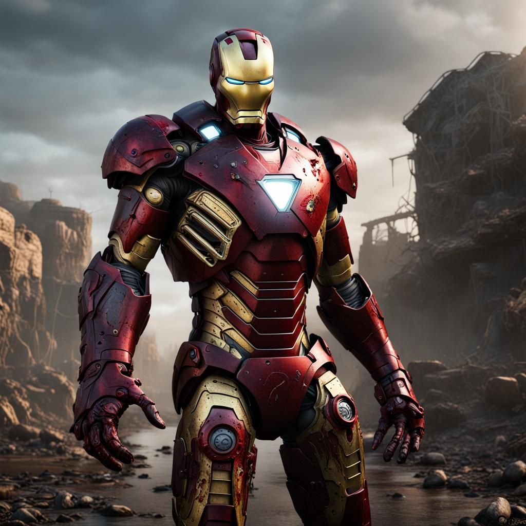 Zombie Iron Man Detailed Digital Painting