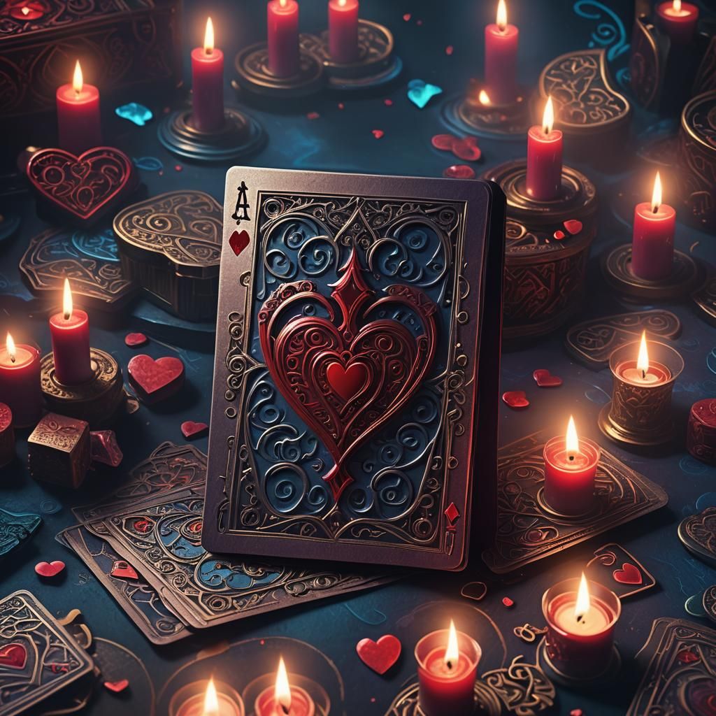 Mystical Ace of Hearts Card in Gothic Setting