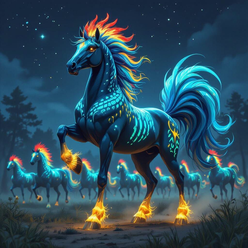 Chimeric Horse-Rooster Creature in Surreal Fantasy Art