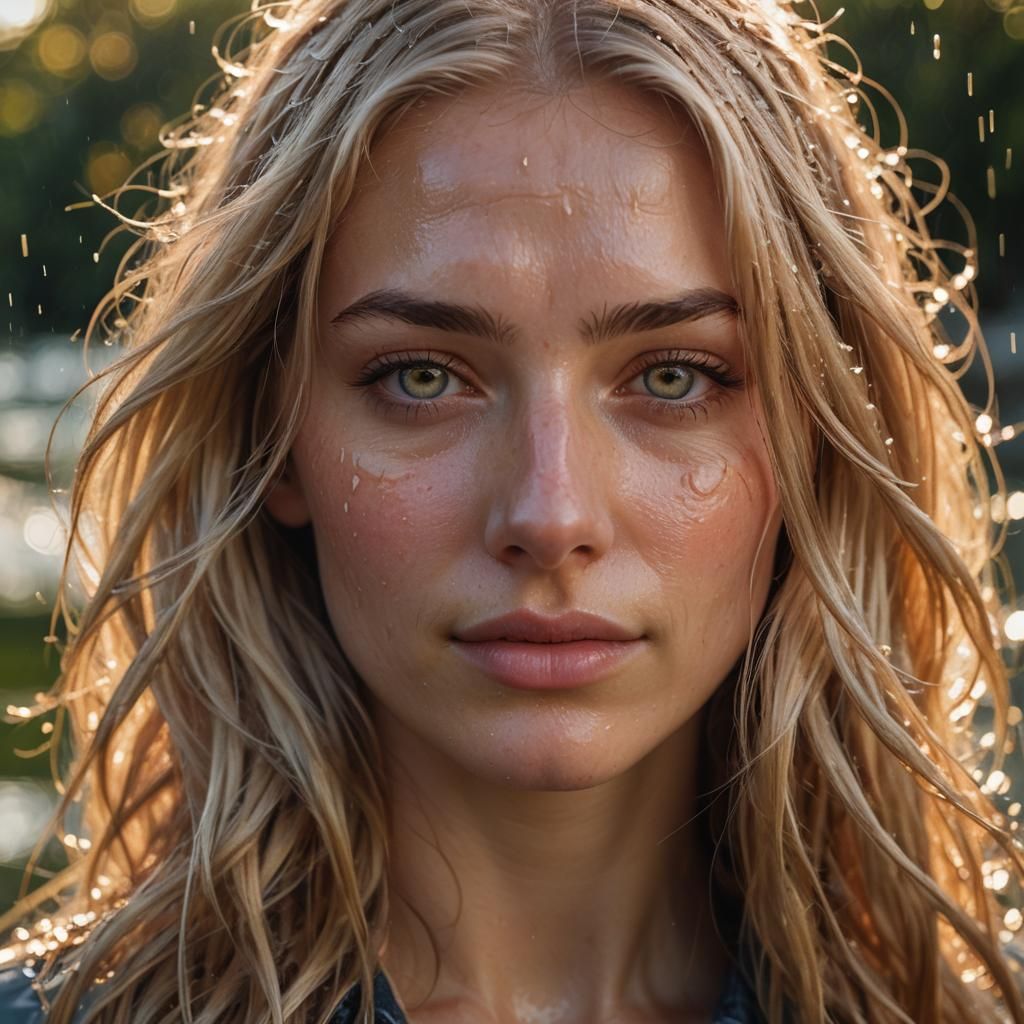 Hyperrealistic Portrait of a German Girl in Sunlight