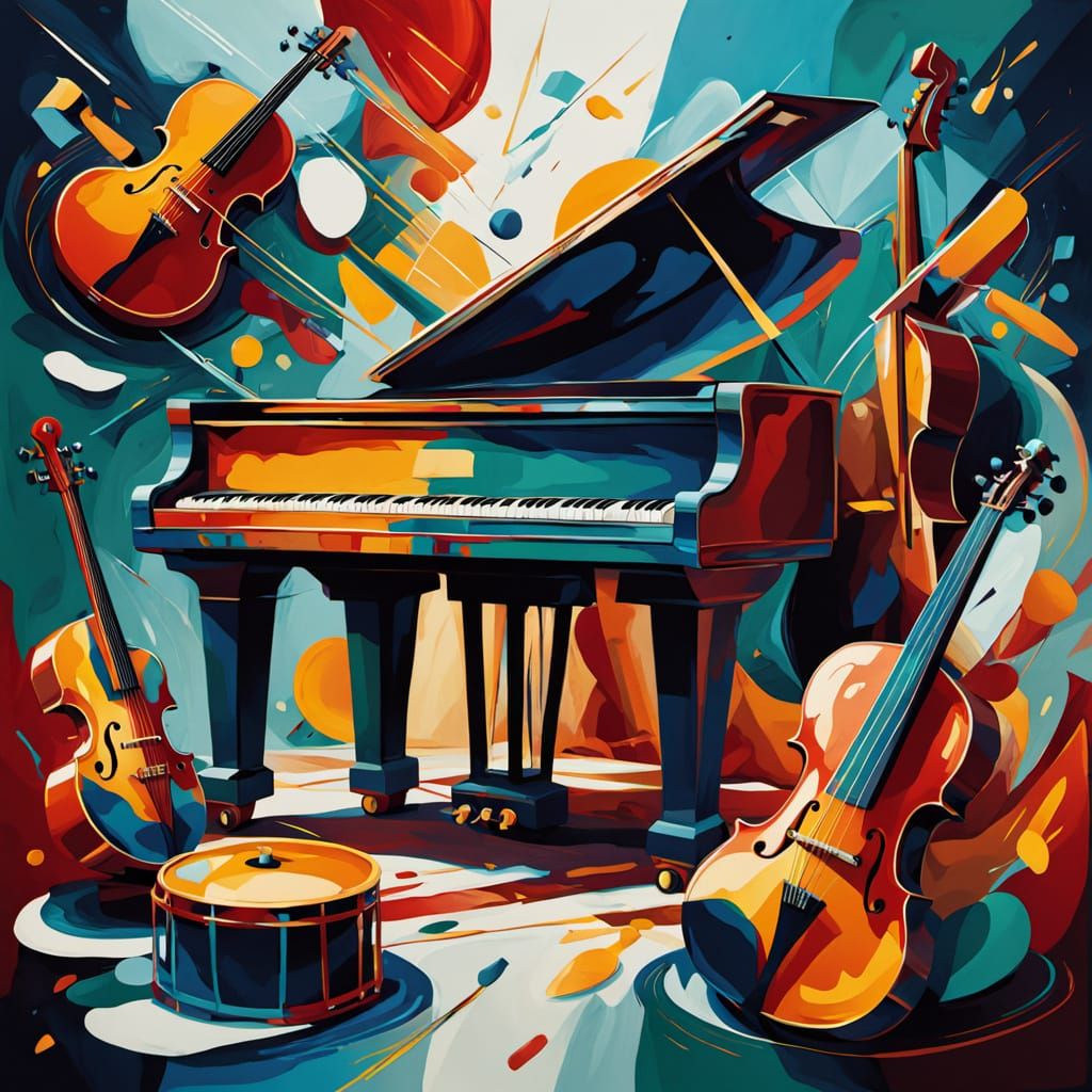 Vibrant Abstract Arrangement of Musical Instruments