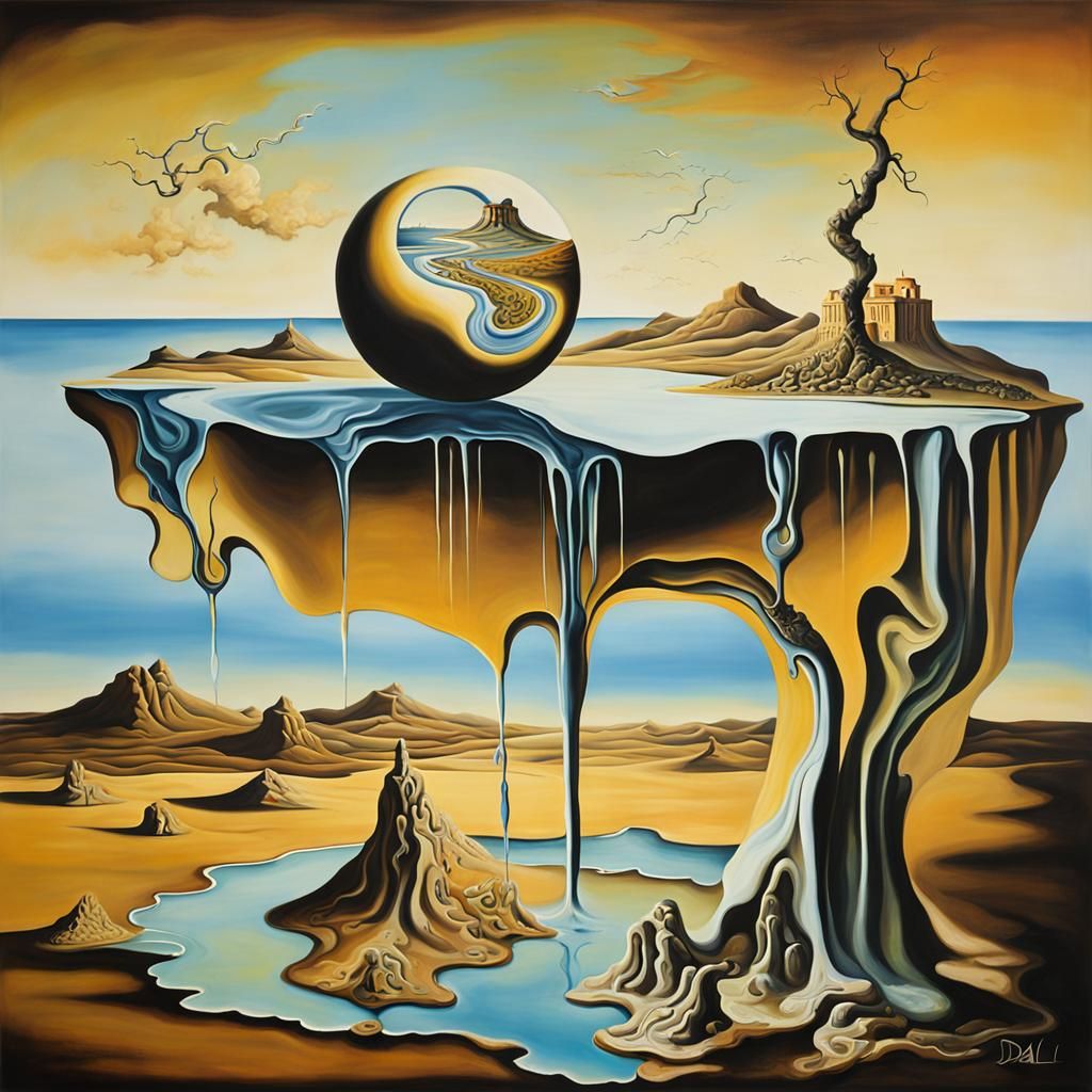 Surrealist Oil Painting of Life's Illusions