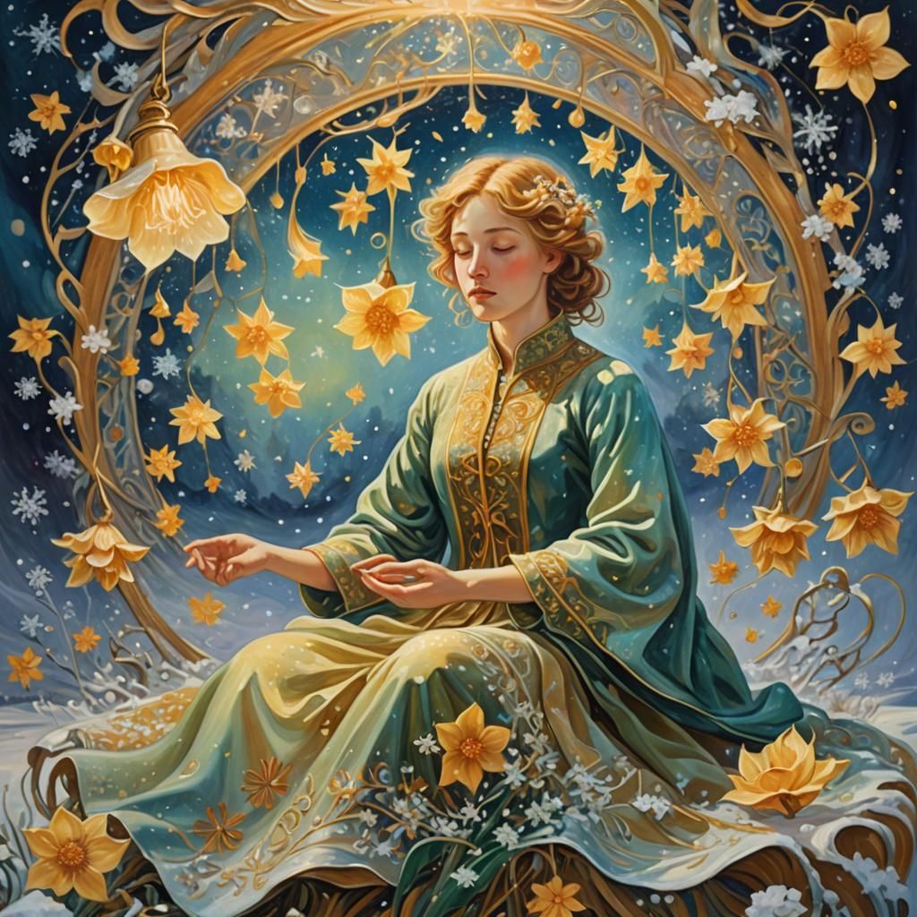 Nilsson in Surreal Glowing Flower-Bell Painting