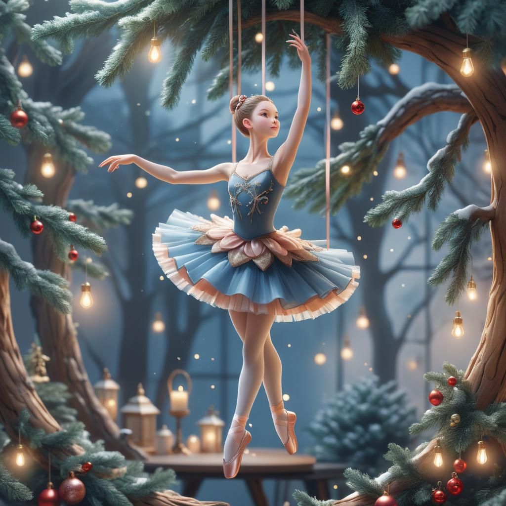 Elegant Ballerina Christmas Tree Ornament in Anime Style