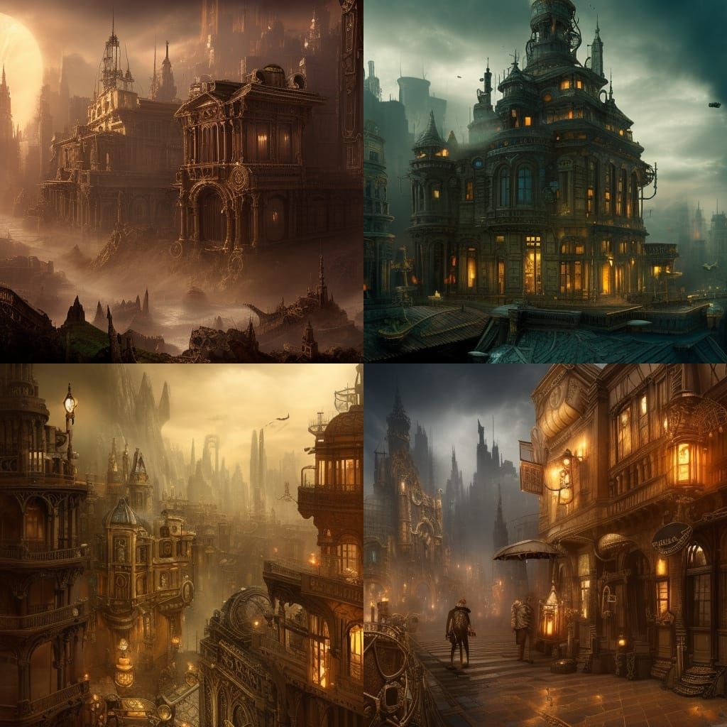Steampunk Cityscape: Epic Digital Matte Painting