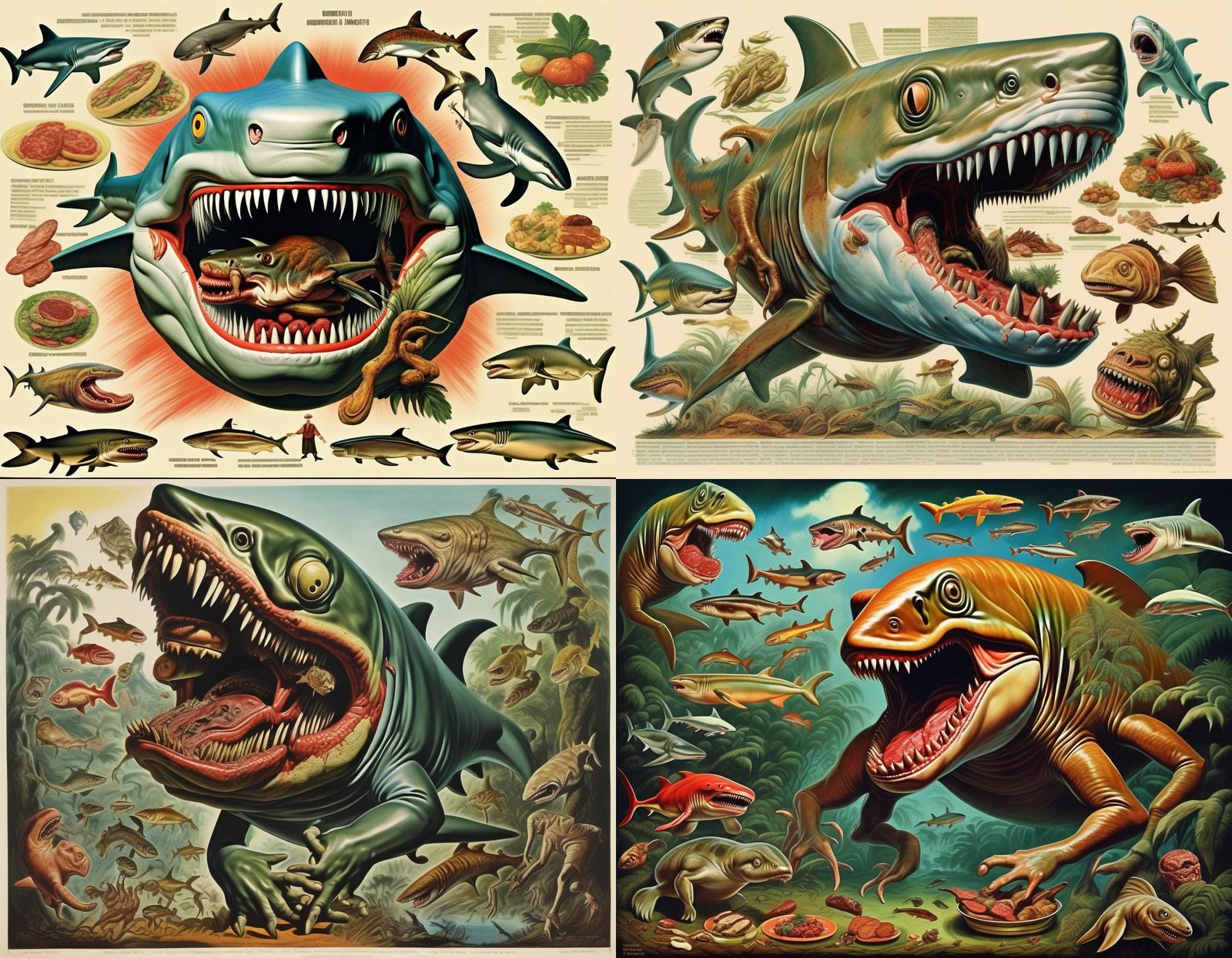 Monstrous Hybrid Creature in a Surreal Horror Style