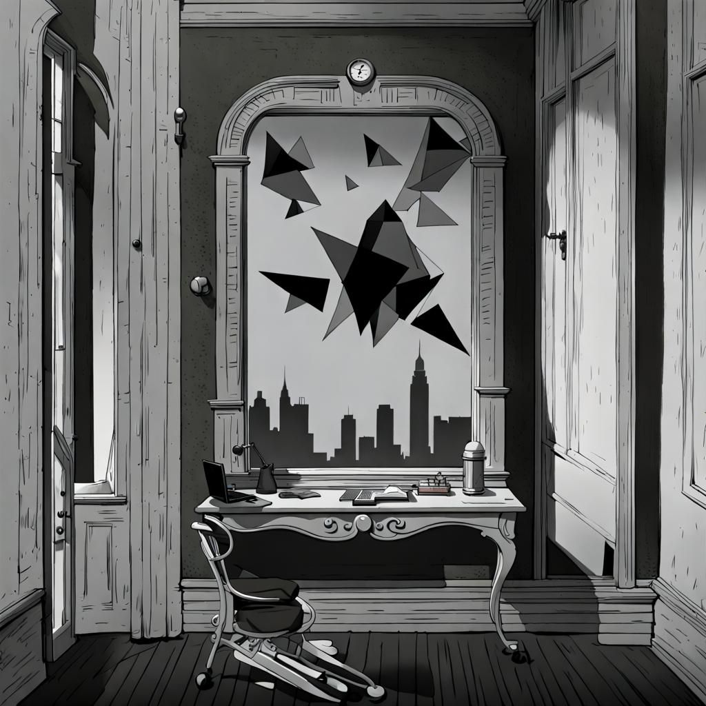 Cartoon Character's Anguish in Falling Triangles