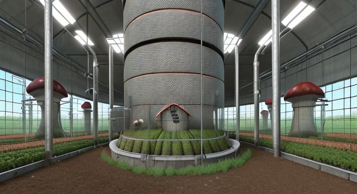 open-screen mesh mushroom-farm-growing farm silo