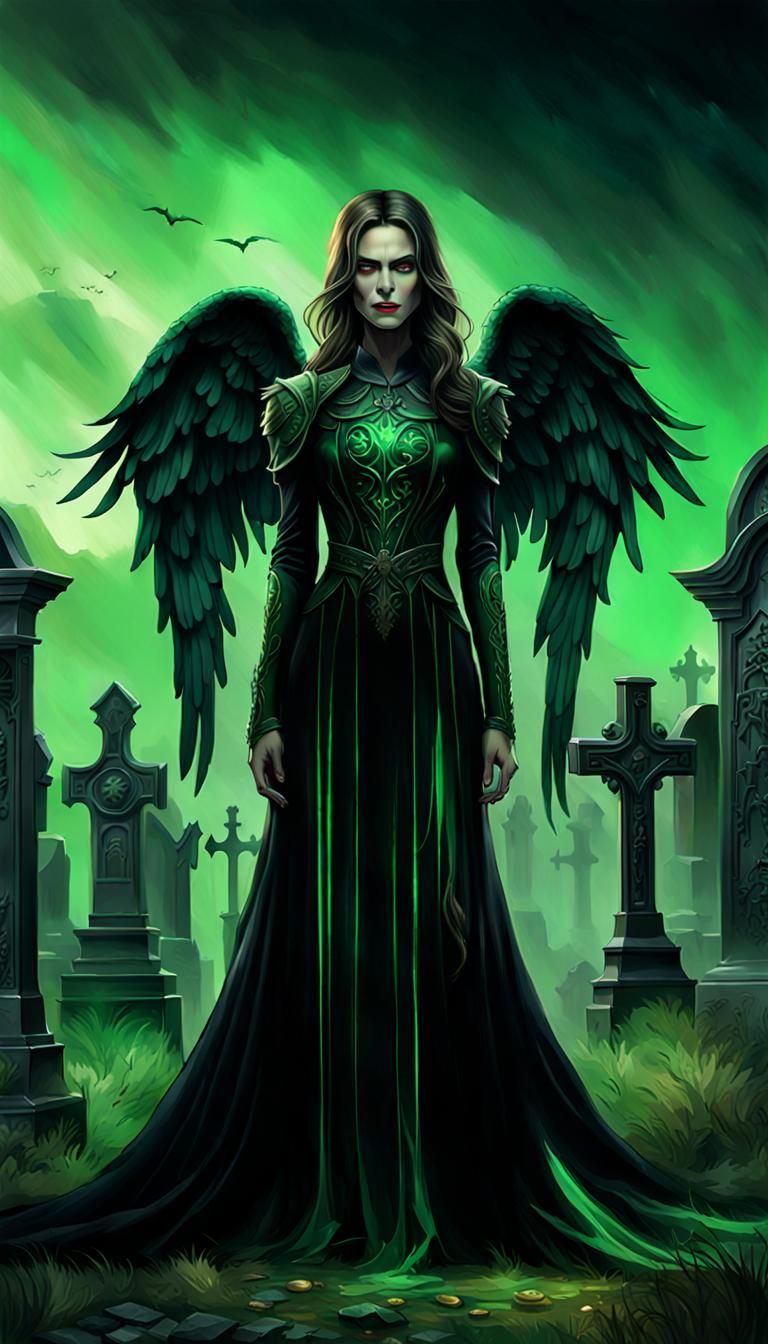 The angel of death, with a beautiful full-figure Caucasian w...