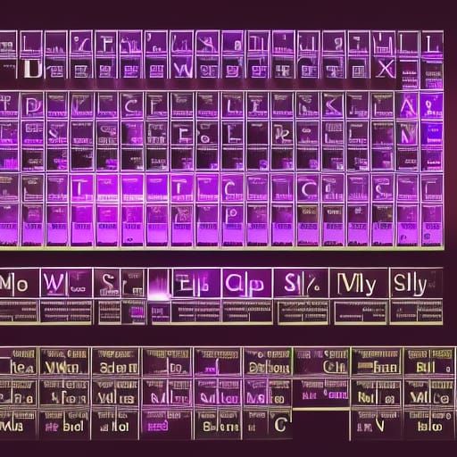Glowing Purple Periodic Table: Digital Matte Painting