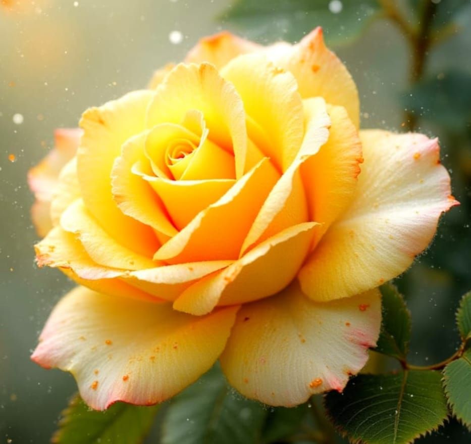 Dreamy Rose Painting in Misty Garden Scene