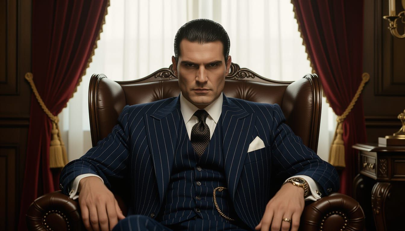 Italian Gangster Portrait in Noir Style