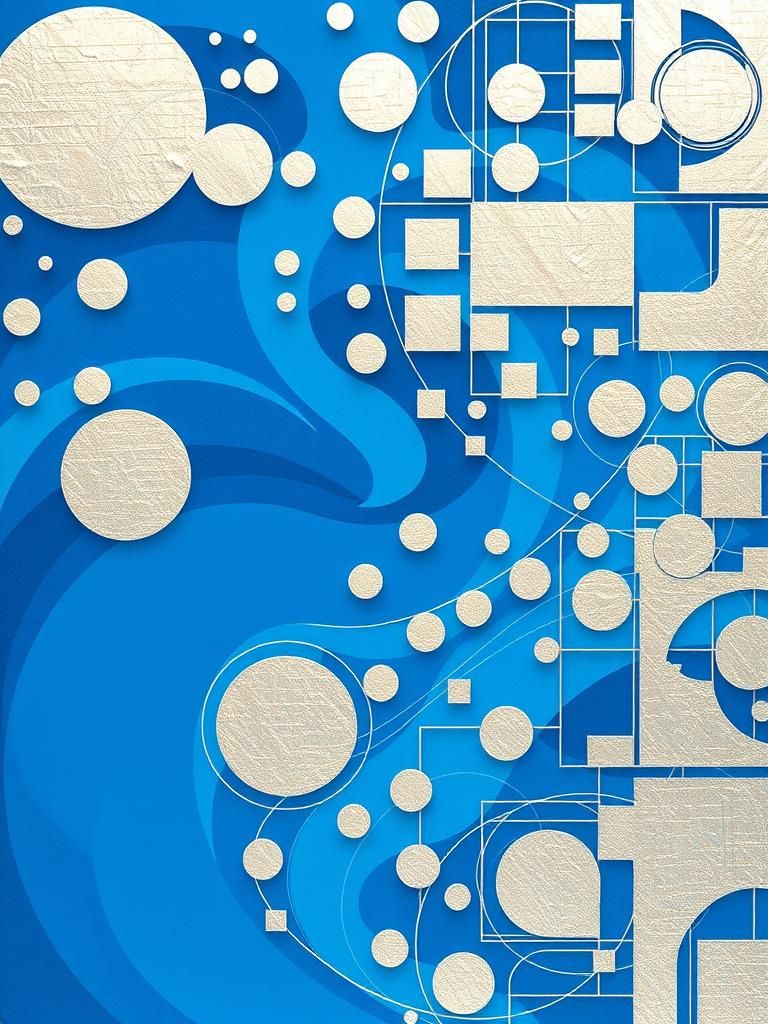 Abstract River with Geometric Shapes in Futurism Style