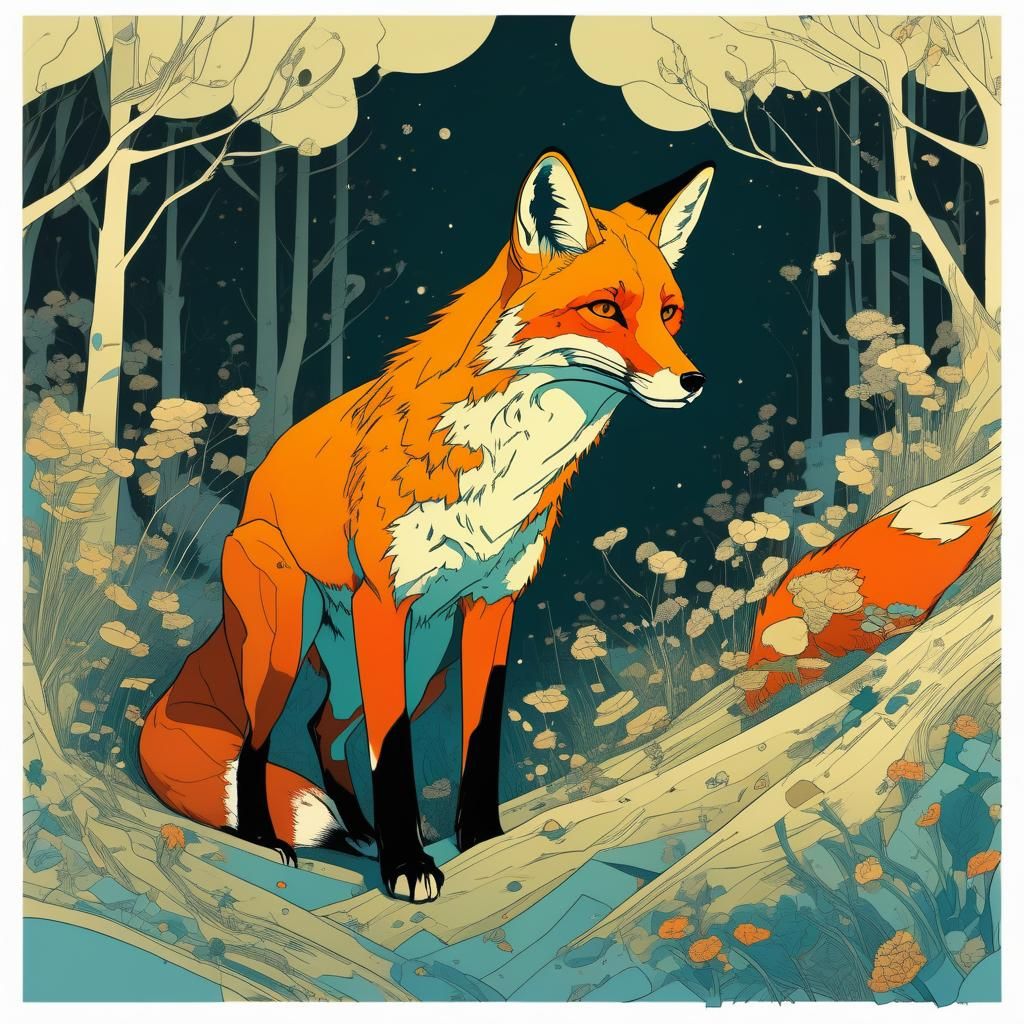 Fox Illustration in Graphic Novel Style