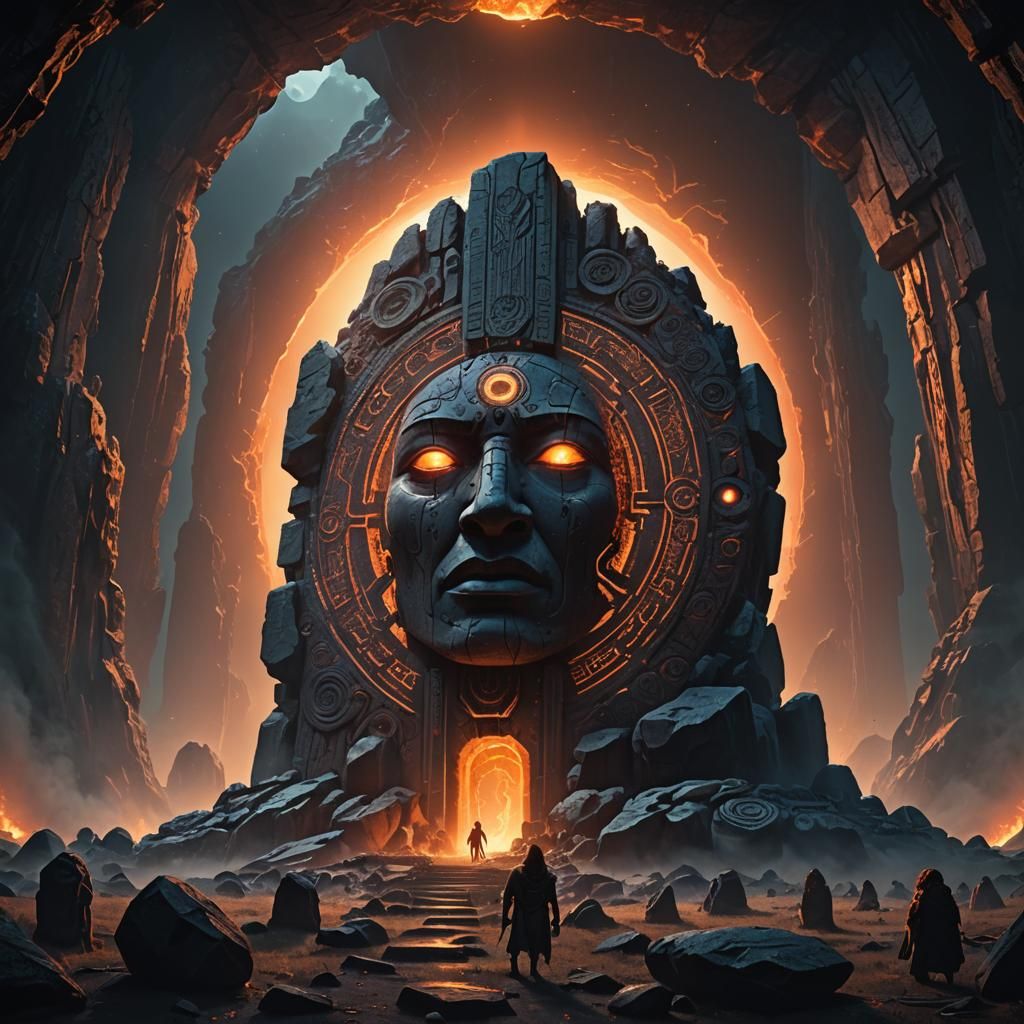 Mystical Megalith Under Black Sun: Fantasy Concept Art