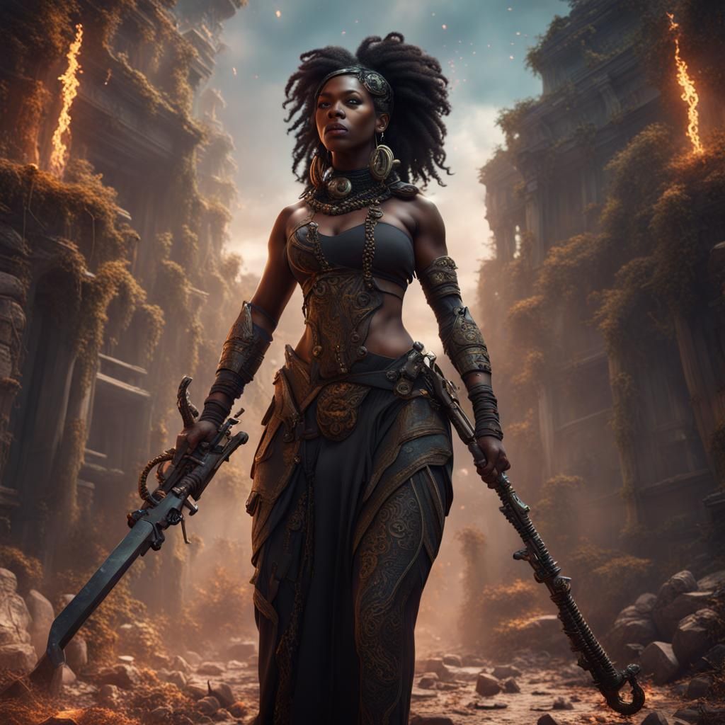 Fantasy Art of a Black Woman Assassin