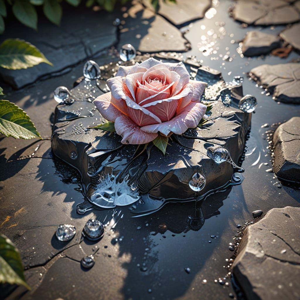 Melting Ice Rose Macro Photograph