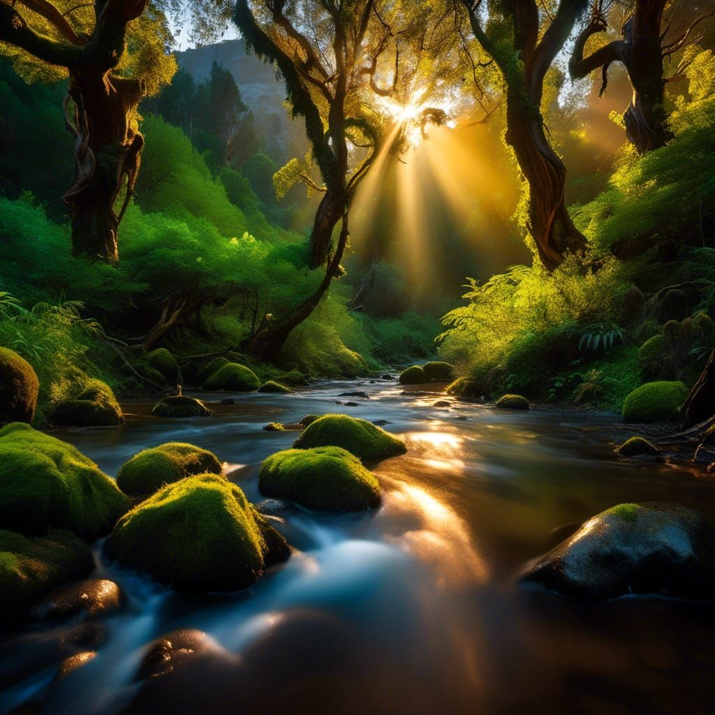 Ossiriand's Golden Sunrise Over the Seven Rivers