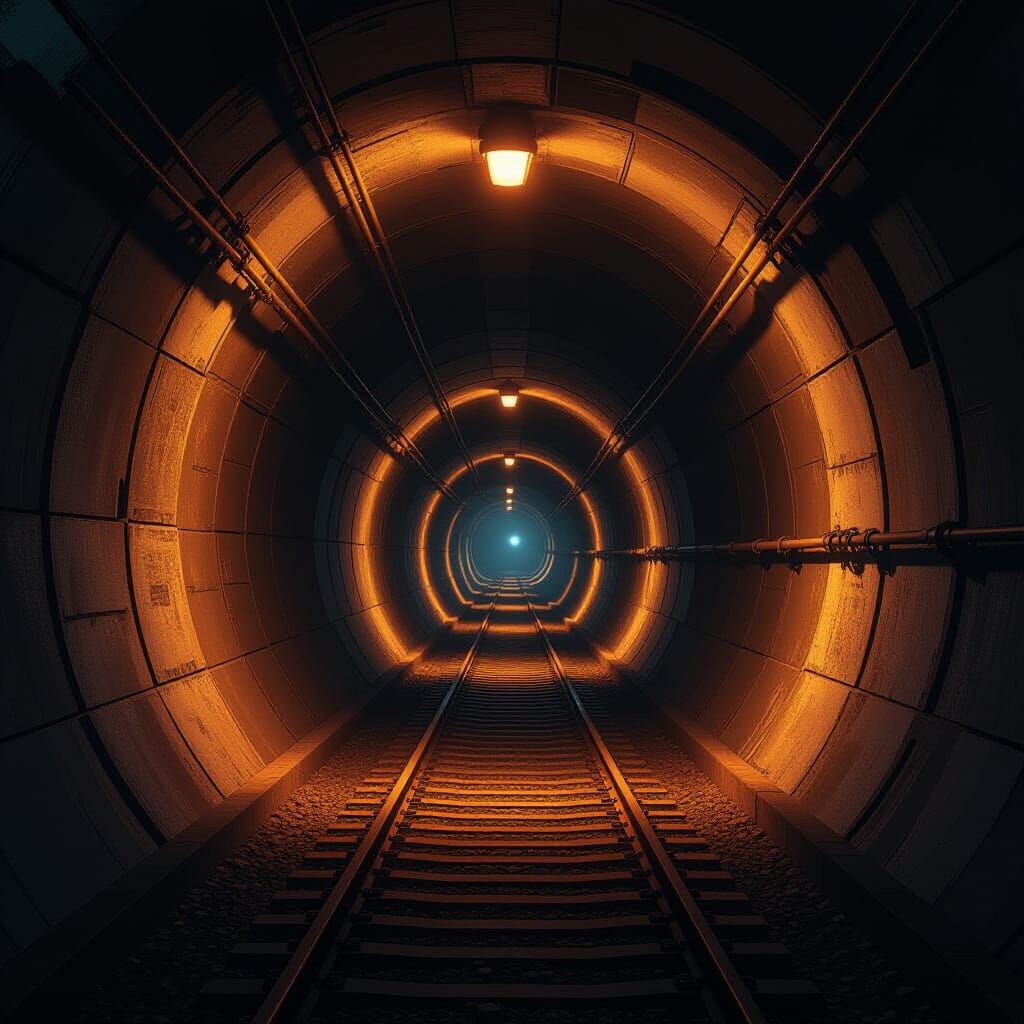 Dimly Lit Tunnel in 3D Anime Style