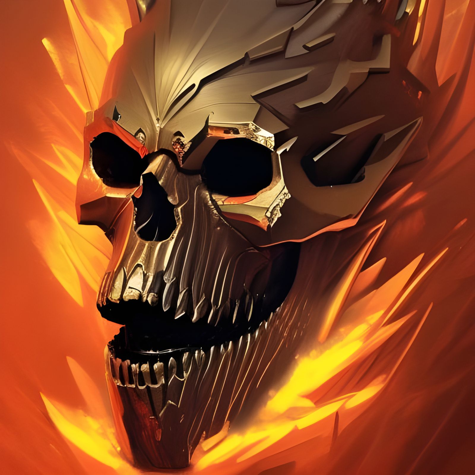 Demonic Golden Skull with Crystalline Crown