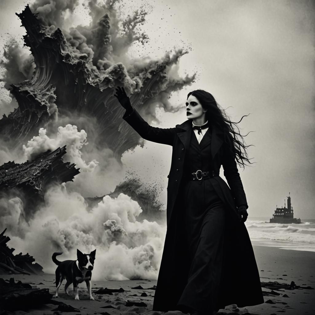 Gothic Model in Waves: Tintype Black and White