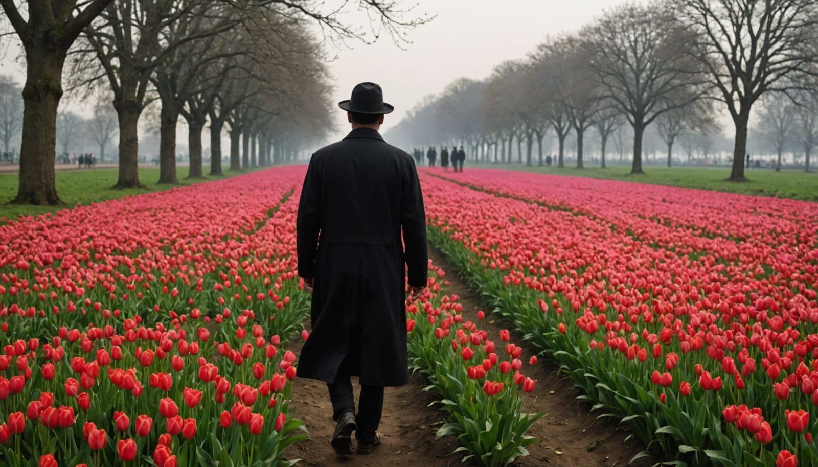 Withered Spring Field with Flowers and Shadows