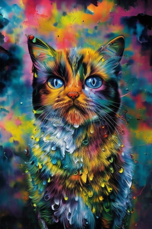 Hyperrealistic Dripping Cat Face Art in 8k Resolution