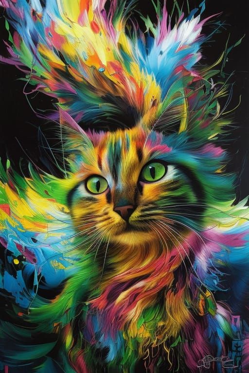 Hyperrealistic Dripping Cat Face Portrait in 8K