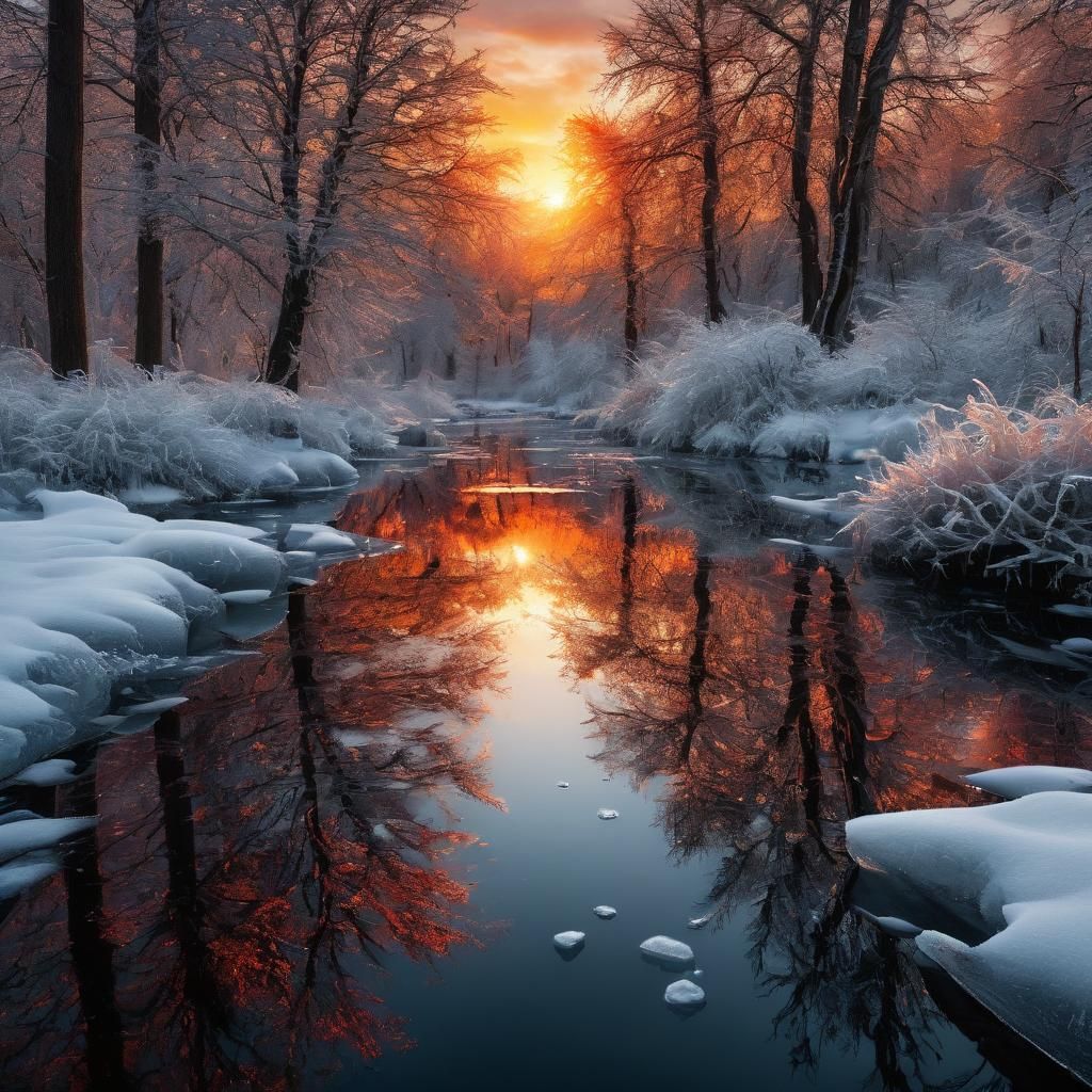 Cosmic Winter Forest in Hyperdetailed Surrealism