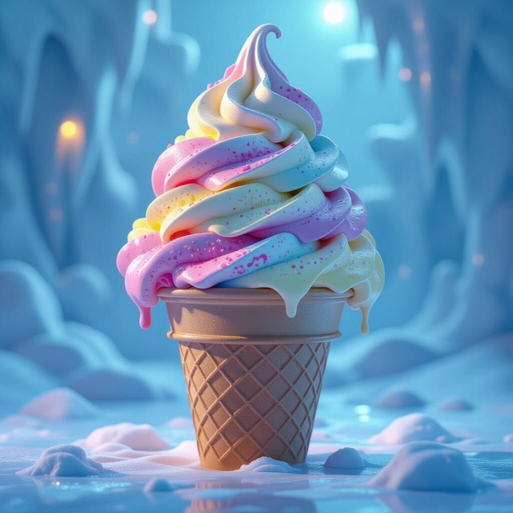 Surreal Ice Cream Dreamscape in Digital Art Style