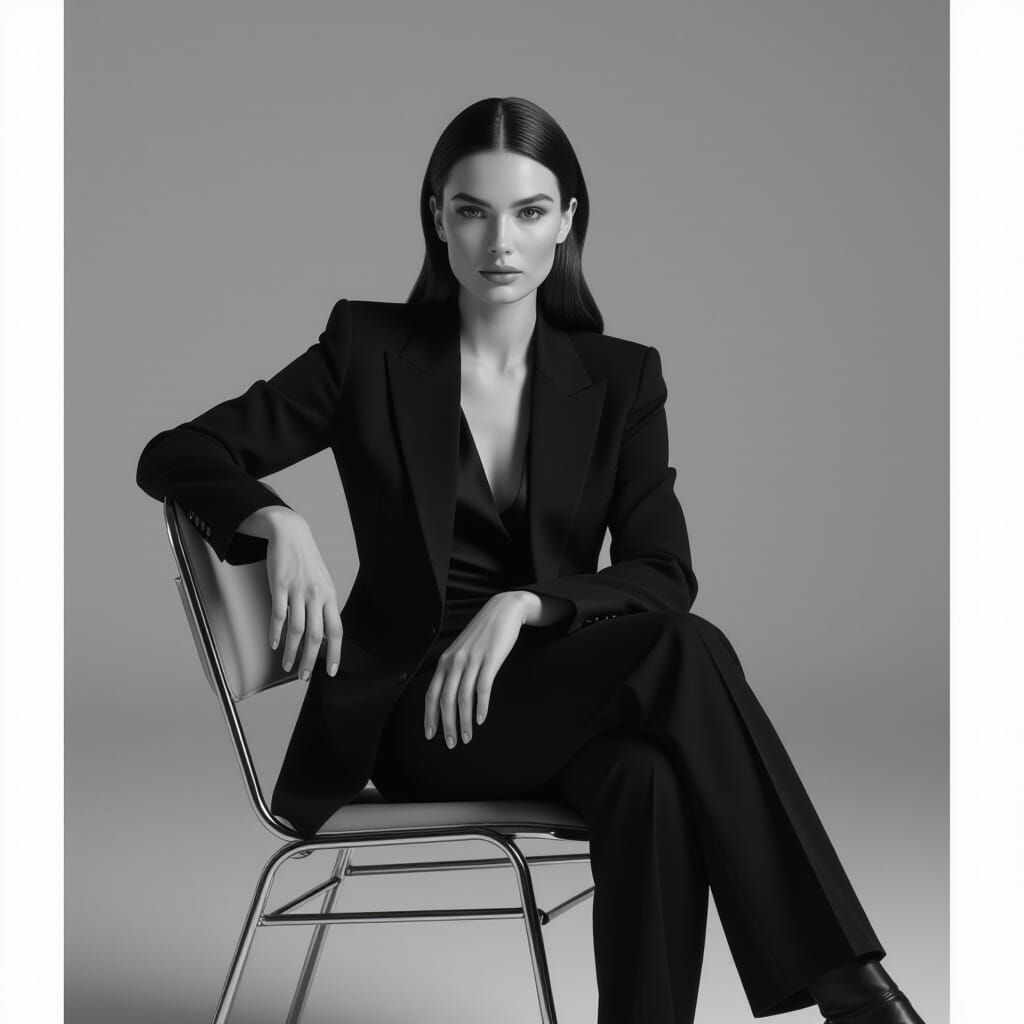 Dramatic Black and White Studio Portrait of a Person