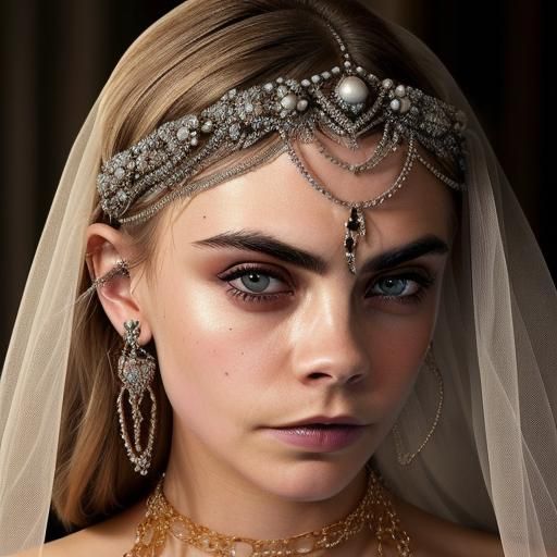 Ethereal Veil: Close-up of a Model in Maximal Aesthetic