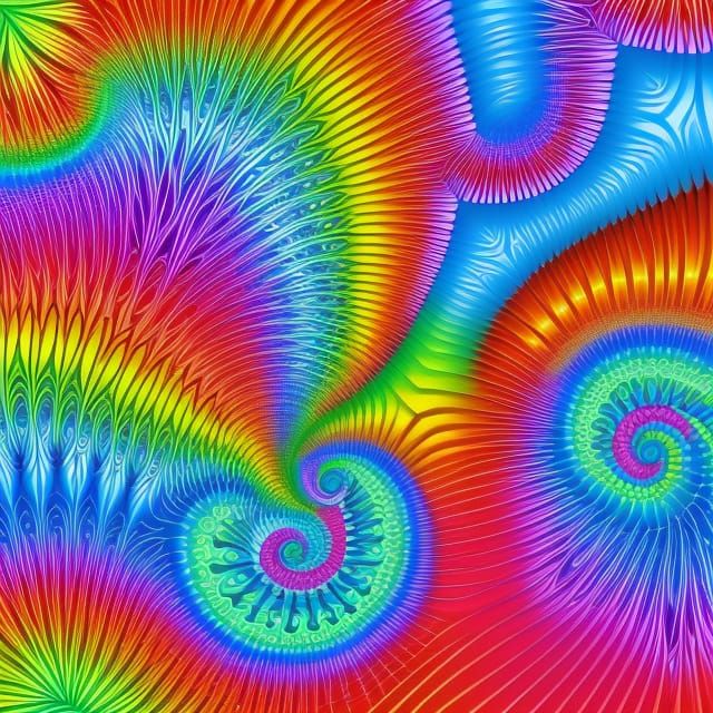 Abstract Rainbow Swirls with Fractal Design