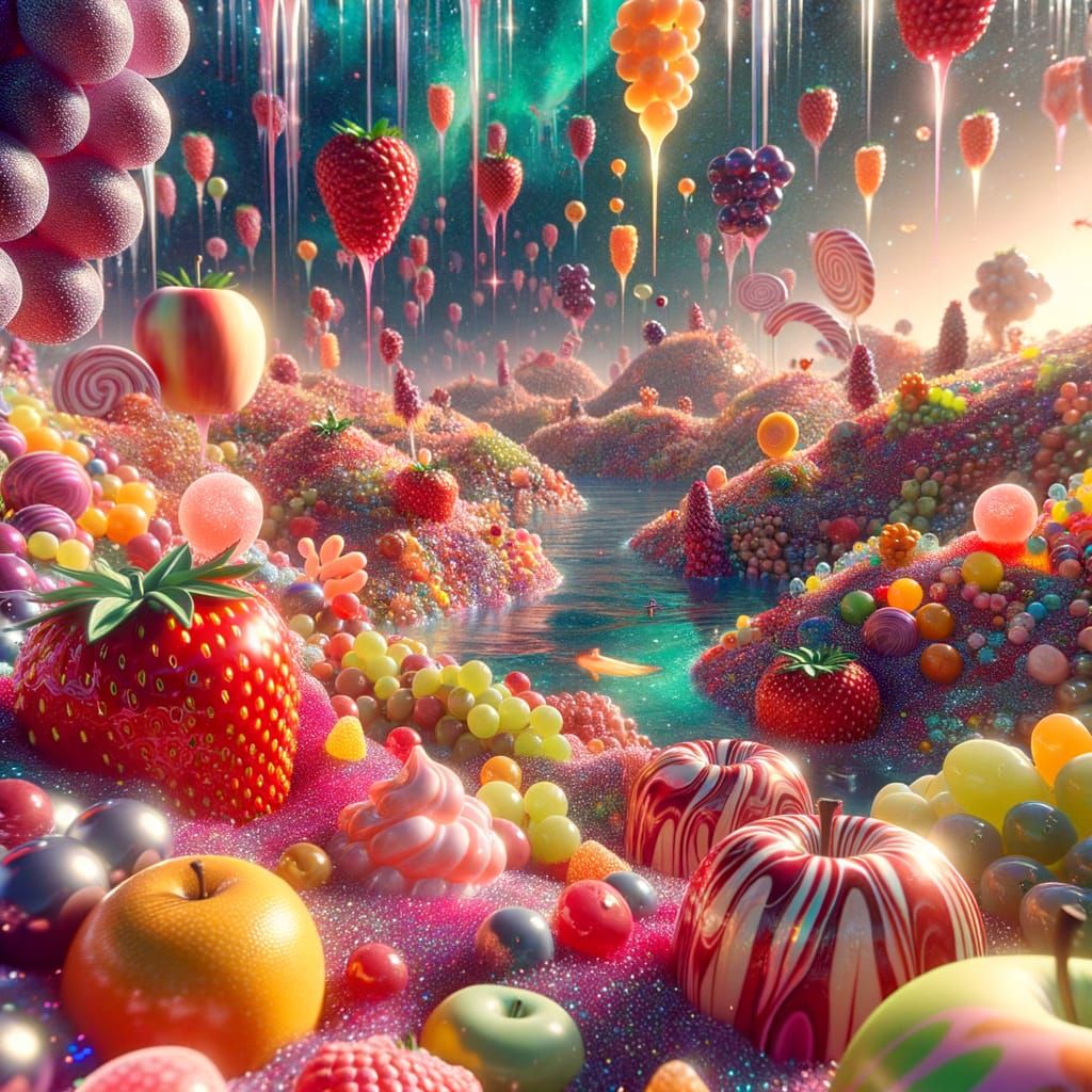 Candy Fruit Universe with Anthropomorphic Characters